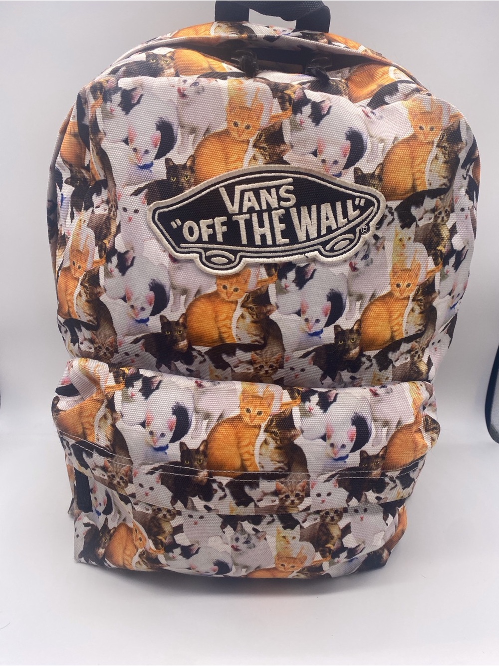 Vintage 2014 rare Vans off the wall Multicolor Cat Print Backpack ASPCA stamped